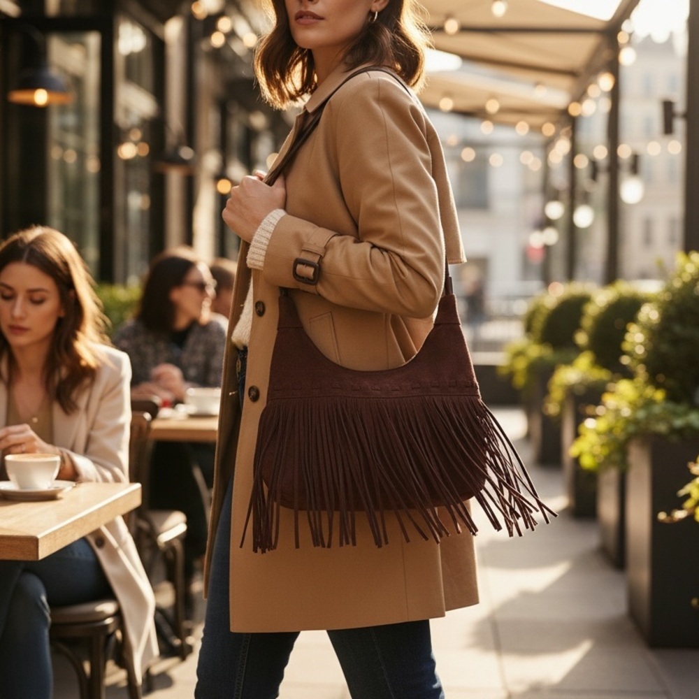 Elegant Dark Brown Leather Shoulder Bag